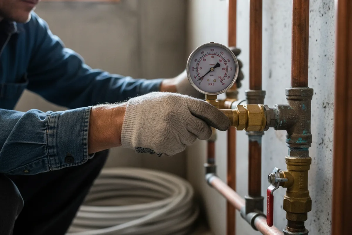 Pressure testing a repaired line during Water Line Repair in Grand Chain